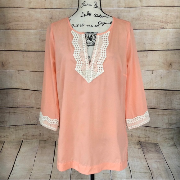 NYDJ Tops - NYDJ Sorbet Embroidered Top Slimming Shapewear M